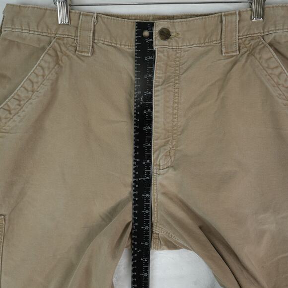 Carhartt Pants Mens 35x32 Khaki B151 Loose Fit Distressed Workwear Utility - Picture 11 of 12